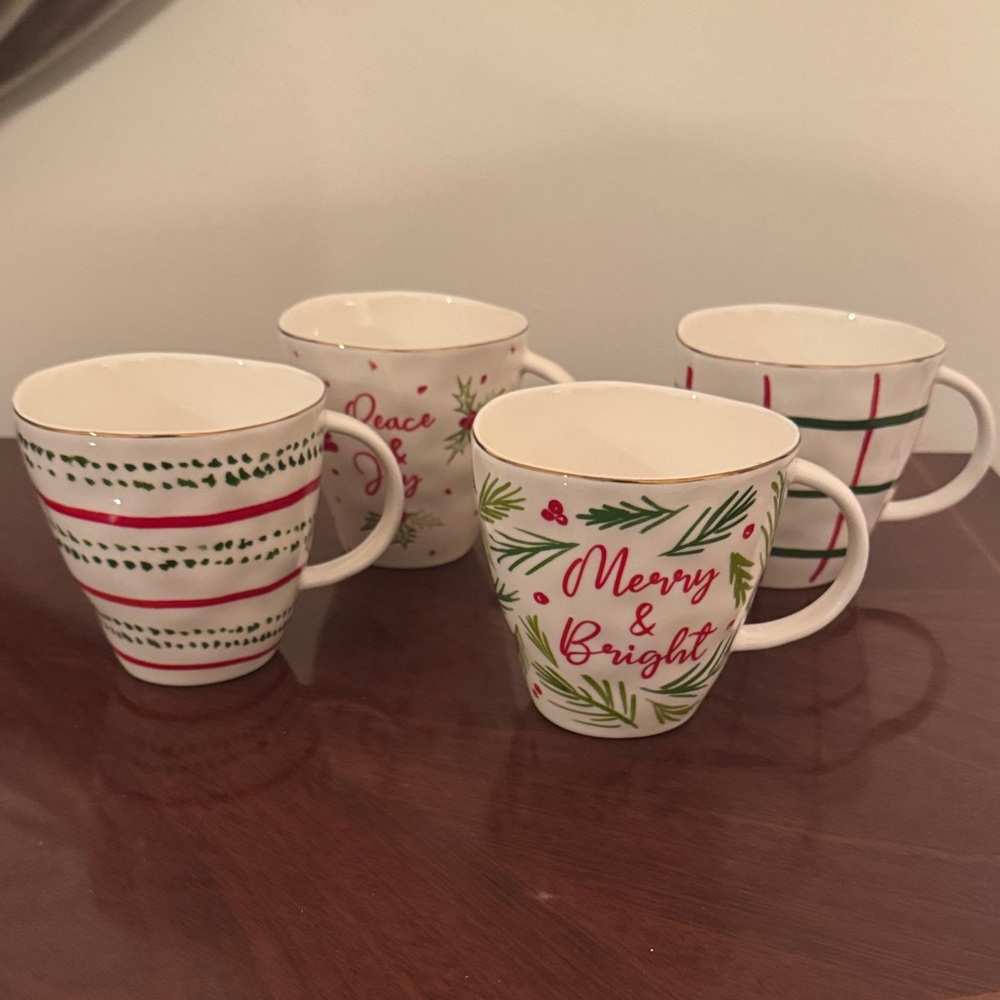 Lenox Holiday Mug Set - Red, Green, and White - set of four (4) mugs